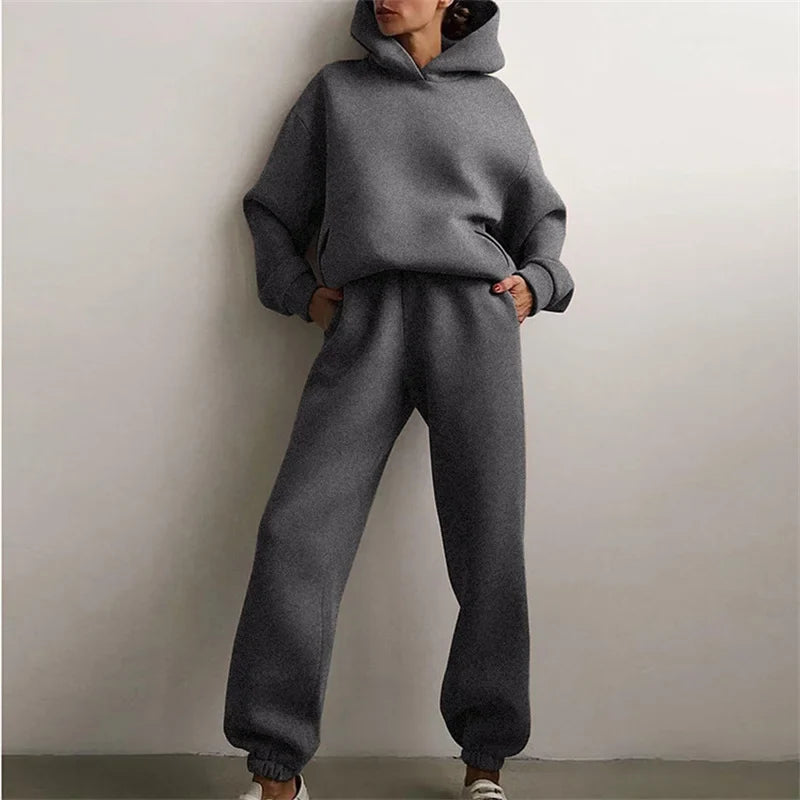 Women's Lounge Sets – Oversized Cropped Hoodie & Wide-Leg Sweatpants - Lolly 
