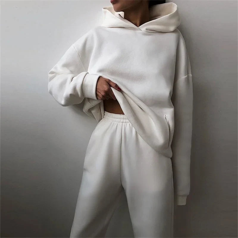 Women's Lounge Sets – Oversized Cropped Hoodie & Wide-Leg Sweatpants - Lolly 