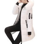 Women's Mid-Length Puffer Coat Hooded Windproof Winter Jacket Faux Fur Trim - Lolly 