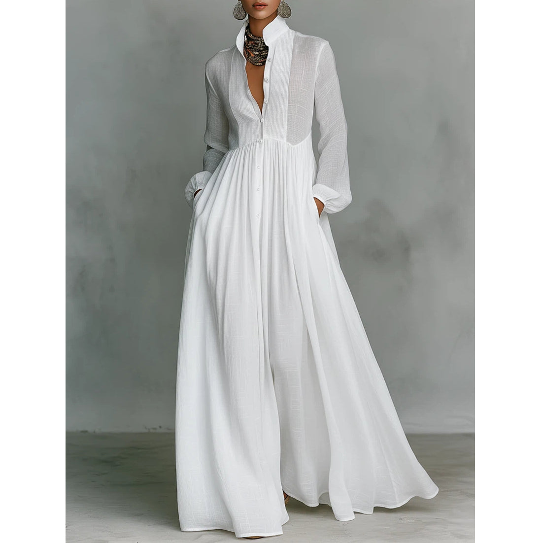 amazon linen dresses Army Lime Green Womens Lounge Button Long Sleeve for Women Turtle Neck Faux Gauze Maxi Long Loose Fit Pleated Basic Fall Summer 2026 Clothing Y2K S at Women's Clothing Stylish linen dresses from Amazon