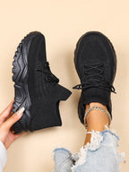Women's Minimalist Thick Sole Orthopedic Shoes Lace-Up Platform Round Toe Casual Sport – White - Lolly 