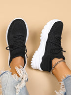 Women's Minimalist Thick Sole Orthopedic Shoes Lace-Up Platform Round Toe Casual Sport – White - Lolly 