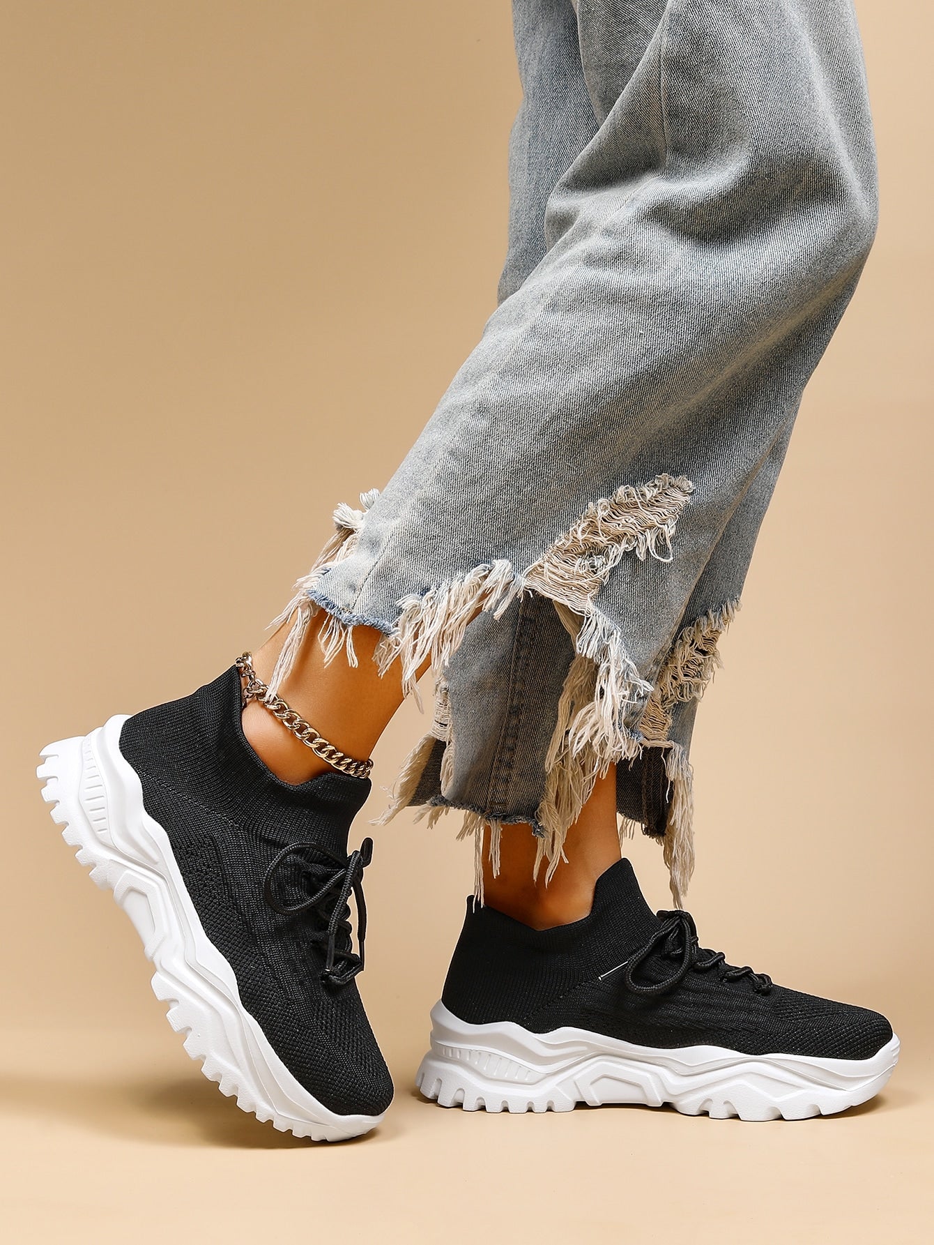 Women's Minimalist Thick Sole Orthopedic Shoes Lace-Up Platform Round Toe Casual Sport – White - Lolly 