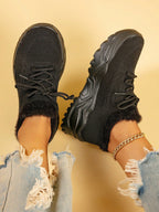 Women's Minimalist Thick Sole Orthopedic Shoes Lace-Up Platform Round Toe Casual Sport – White - Lolly 