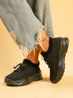 Women's Minimalist Thick Sole Orthopedic Shoes Lace-Up Platform Round Toe Casual Sport – White - Lolly 