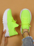 Women's Minimalist Thick Sole Orthopedic Shoes Lace-Up Platform Round Toe Casual Sport – White - Lolly 