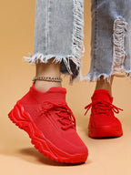 Women's Minimalist Thick Sole Orthopedic Shoes Lace-Up Platform Round Toe Casual Sport – White - Lolly 