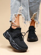 Women's Minimalist Thick Sole Orthopedic Shoes Lace-Up Platform Round Toe Casual Sport – White - Lolly 