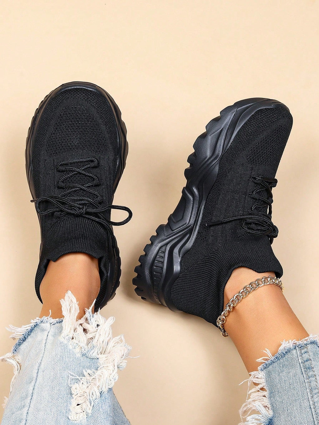 Women's Minimalist Thick Sole Orthopedic Shoes Lace-Up Platform Round Toe Casual Sport – White - Lolly 