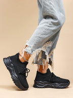 Women's Minimalist Thick Sole Orthopedic Shoes Lace-Up Platform Round Toe Casual Sport – White - Lolly 