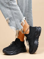 Women's Minimalist Thick Sole Orthopedic Shoes Lace-Up Platform Round Toe Casual Sport – White - Lolly 