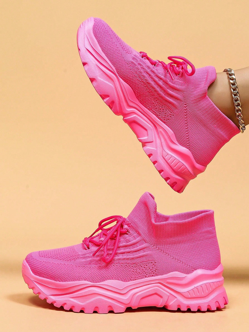Women's Minimalist Thick Sole Orthopedic Shoes Lace-Up Platform Round Toe Casual Sport – White - Lolly 