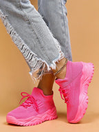 Women's Minimalist Thick Sole Orthopedic Shoes Lace-Up Platform Round Toe Casual Sport – White - Lolly 