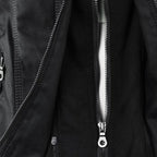 Women's Moto Jacket with Drawstring Hood and Zip Pockets - Lolly 