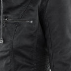 Women's Moto Jacket with Drawstring Hood and Zip Pockets - Lolly 