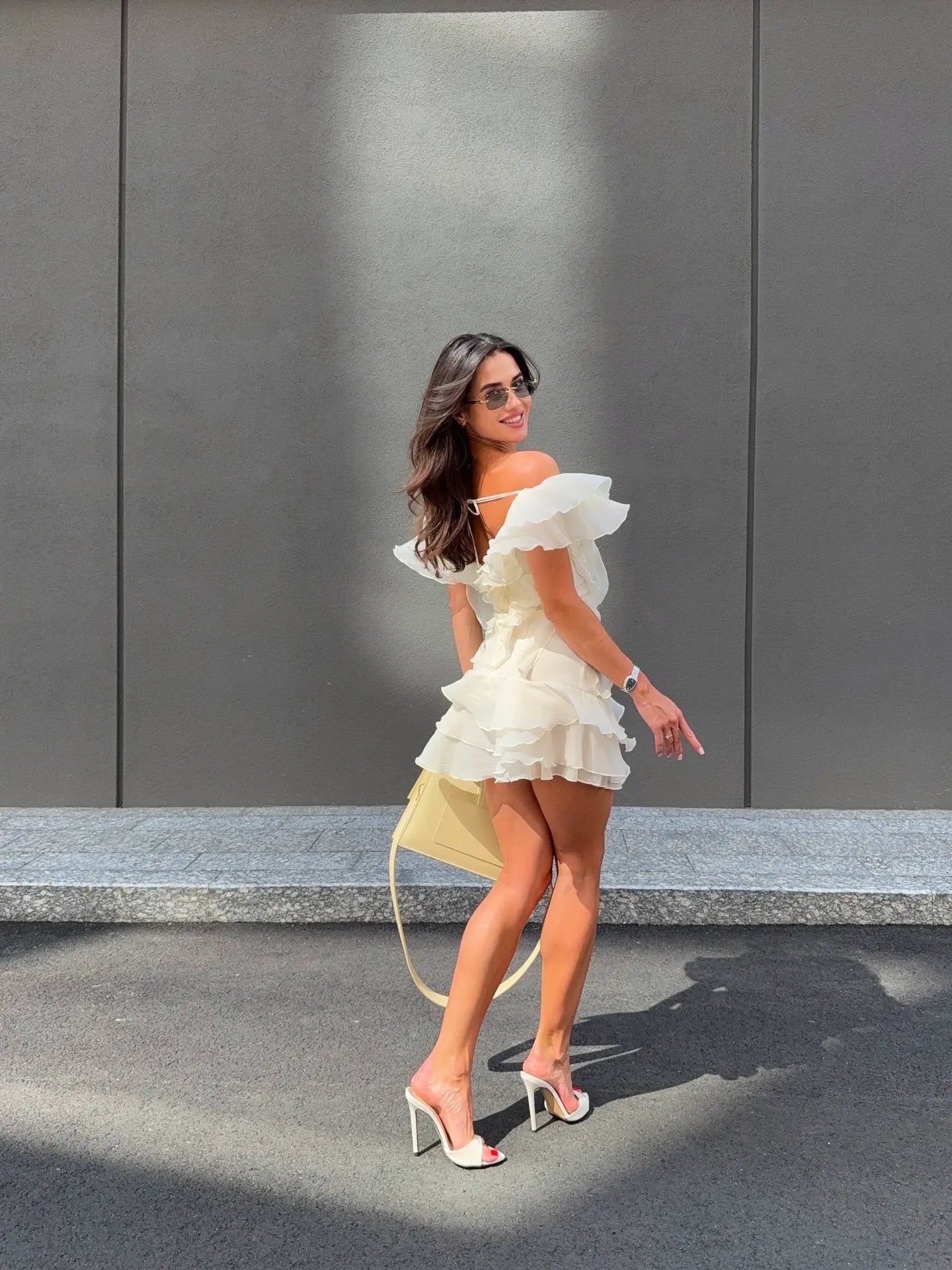 Women's Off-Shoulder Ruffled V-Neck Mini Dress Formal Party  Bridal Shower Date Night Vacation – Jazlyn - Lolly 