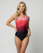 Women's One-Piece Sports Swimsuit Quick-Dry Open Back Crossed Straps Round Neck Athletic Beach - Lolly 