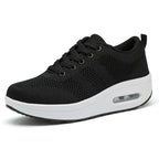 Women's Orthopedic Air Bubble Sneakers Mesh Lace-Up Cushioned Platform Casual Everyday Shoes - Lolly 