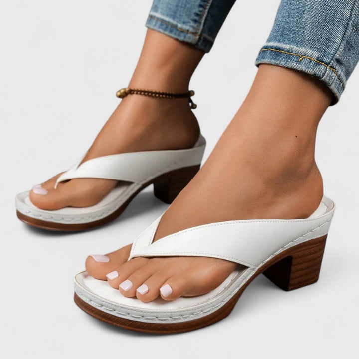 Women's Orthopedic Block Heel Sandals Thong Toe Ergonomic Footbed Shock-Absorbing Casual Summer Beach Vacation Everyday Comfortable Walking – Jazrielle - Lolly 