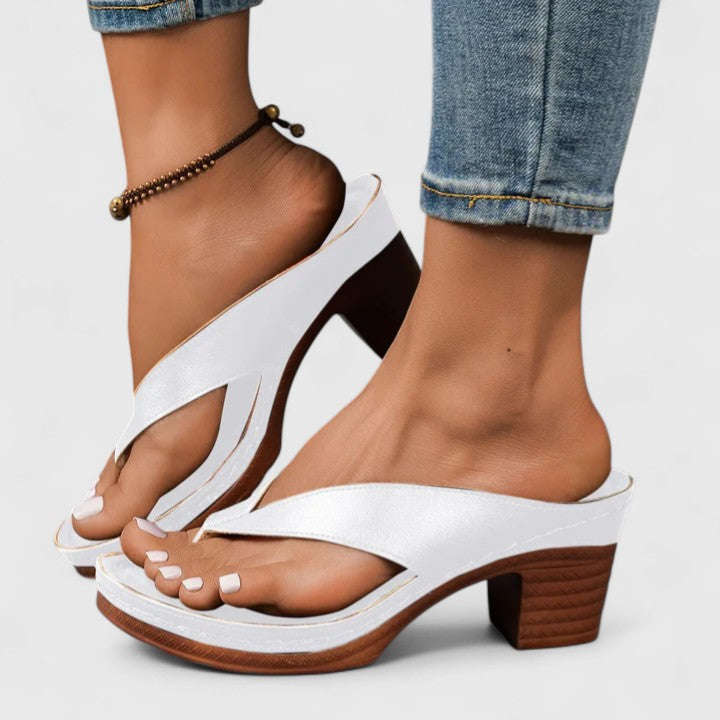 Women's Orthopedic Block Heel Sandals Thong Toe Ergonomic Footbed Shock-Absorbing Casual Summer Beach Vacation Everyday Comfortable Walking – Jazrielle - Lolly 