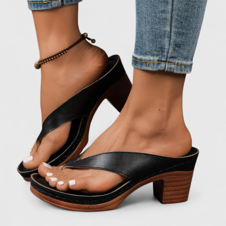 Women's Orthopedic Block Heel Sandals Thong Toe Ergonomic Footbed Shock-Absorbing Casual Summer Beach Vacation Everyday Comfortable Walking – Jazrielle - Lolly 