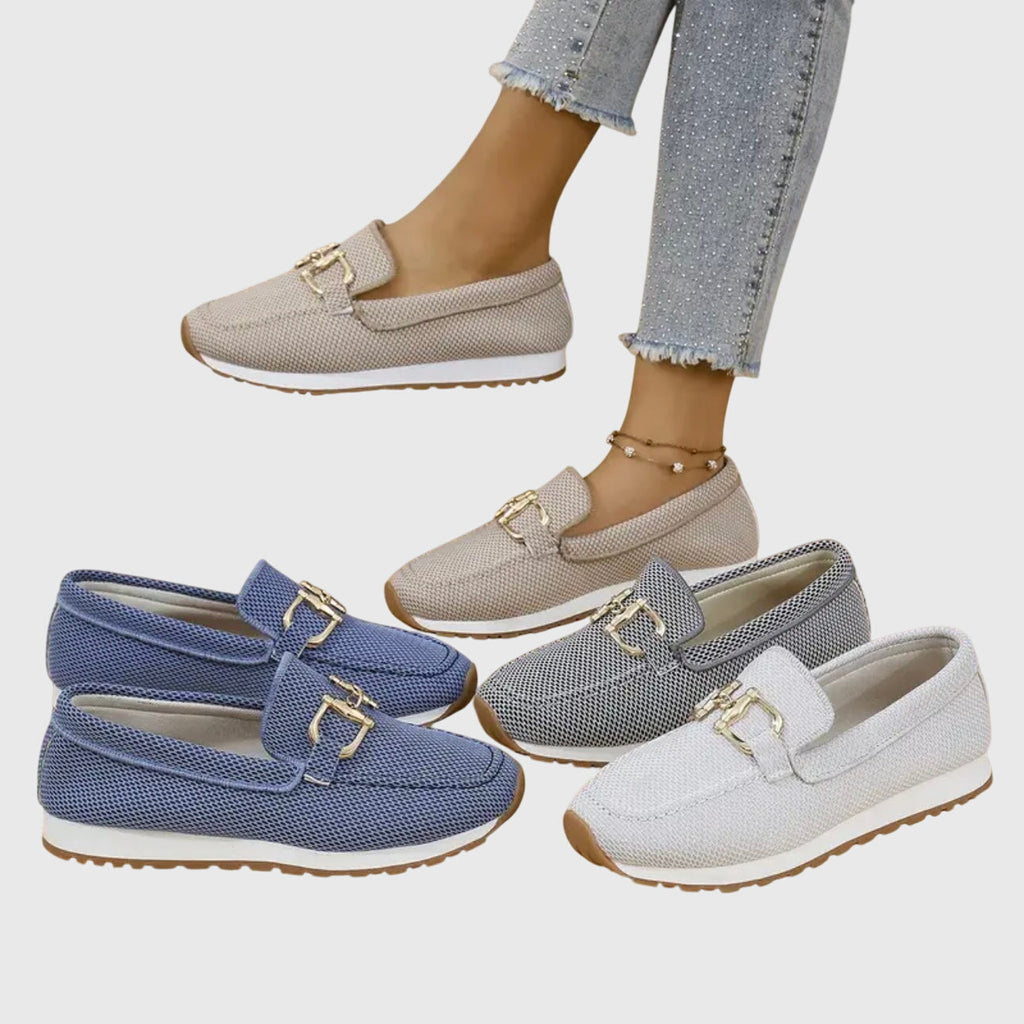 Women's Orthopedic Breathable Loafers Gold Horsebit Detail Lightweight Slip-On – Susana - Lolly 