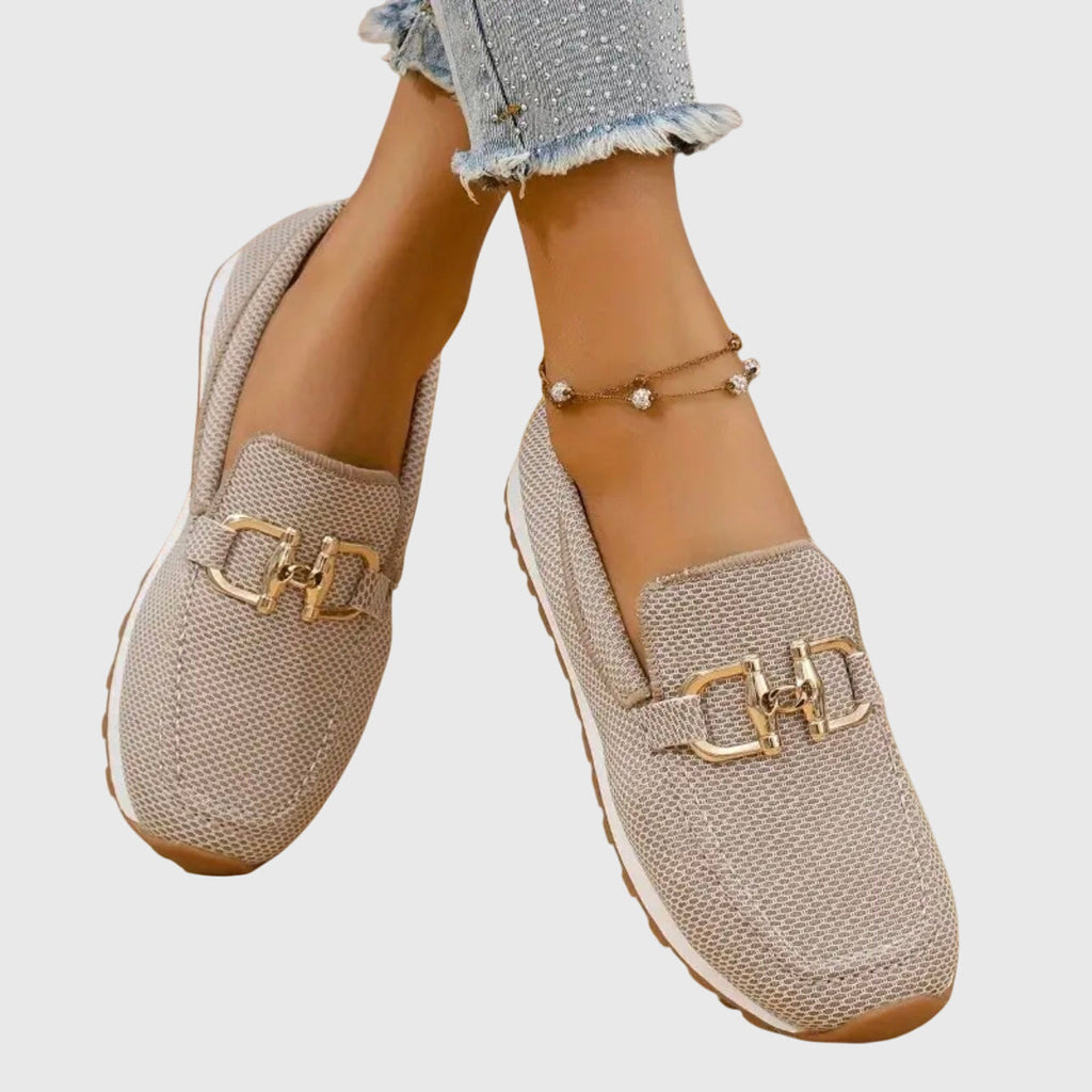 Women's Orthopedic Breathable Loafers Gold Horsebit Detail Lightweight Slip-On – Susana - Lolly 