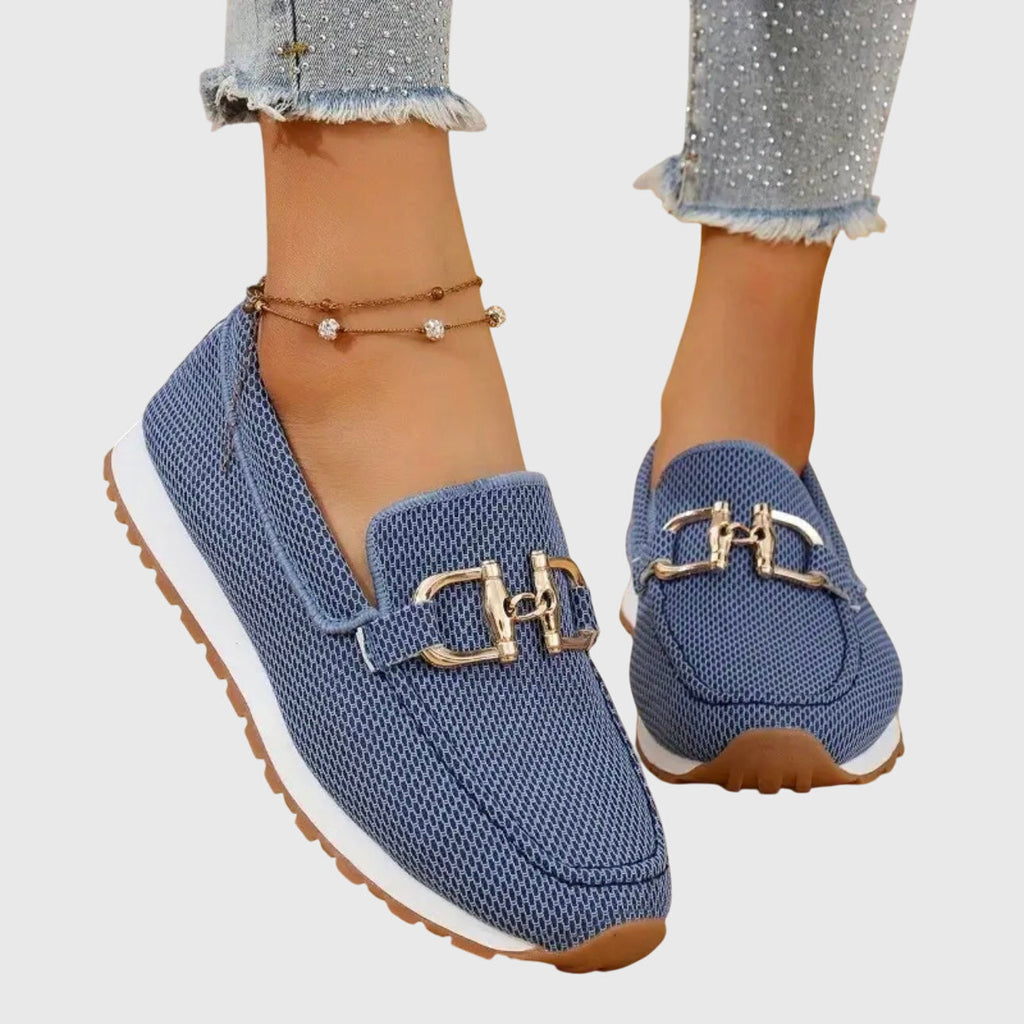 Women's Orthopedic Breathable Loafers Gold Horsebit Detail Lightweight Slip-On – Susana - Lolly 