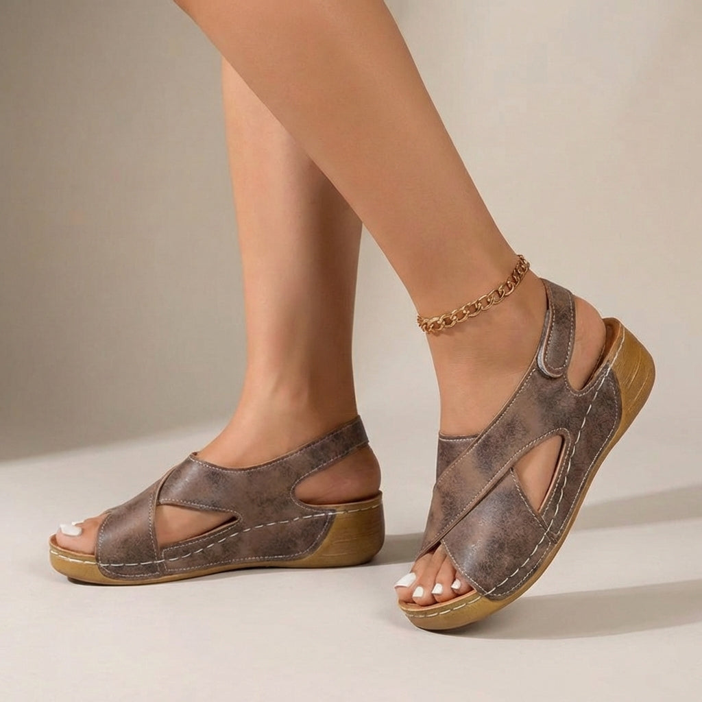 Women's Orthopedic Criss-Cross Slingback Wedge Sandals Open Toe Casual Summer Shoes – Abigail - Lolly 