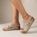 Women's Orthopedic Criss-Cross Slingback Wedge Sandals Open Toe Casual Summer Shoes – Abigail - Lolly 