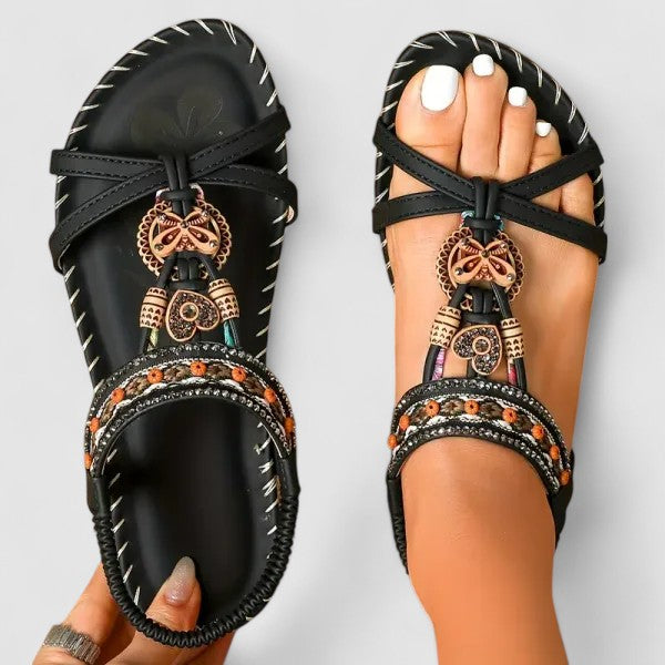 Women's Orthopedic Flat Sandals Stability Sole Heel Cap Smart Toe Box All-Day Comfort – Maryna - Lolly 