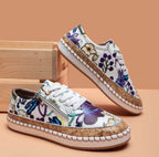 Women's Orthopedic Floral Print Espadrille Sneakers Lace-Up Arch Support Casual Everyday Shoes – Marley - Lolly 