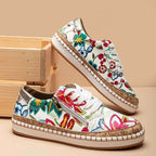 Women's Orthopedic Floral Print Espadrille Sneakers Lace-Up Arch Support Casual Everyday Shoes – Marley - Lolly 