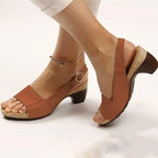 Women's Orthopedic Heeled Sandals Block Heel Arch Support Open Toe Casual Formal Summer Shoes – Marley Elegance - Lolly 