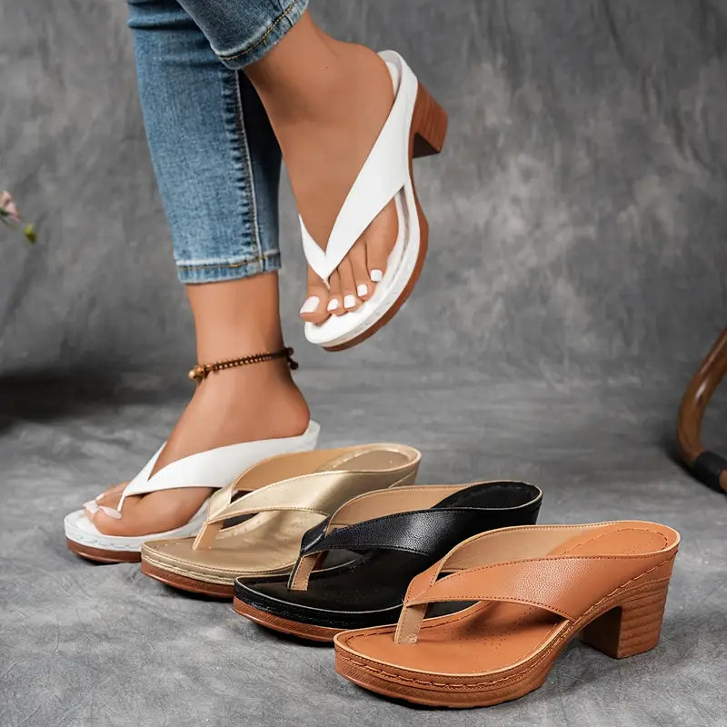 Women's Orthopedic Heeled Slippers Open Toe Ankle Strap Cushioned Support Casual Elegant – Marilyn - Lolly 