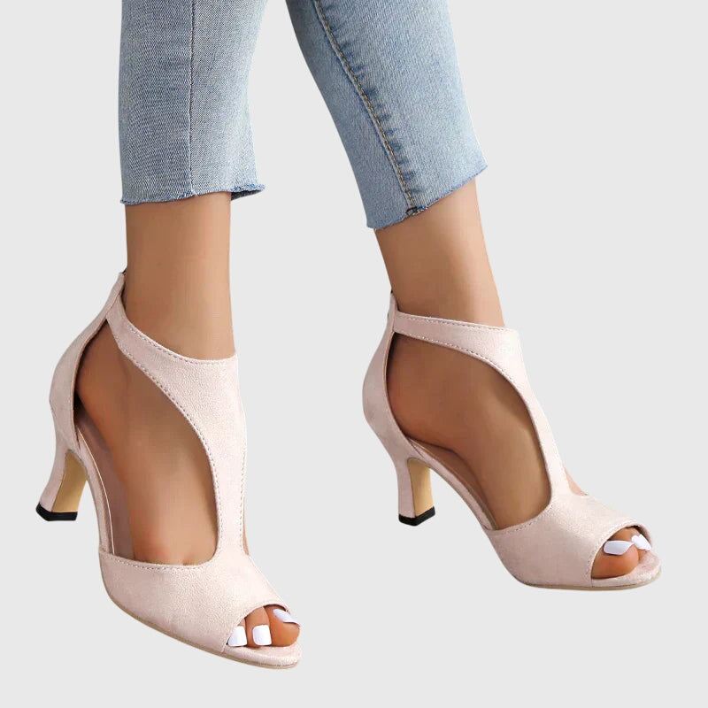 Women's Orthopedic Heels Cushioned Ankle Strap Peep Toe Elegant All-Day Support – Delfina - Lolly 