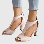Women's Orthopedic Heels Cushioned Ankle Strap Peep Toe Elegant All-Day Support – Delfina - Lolly 