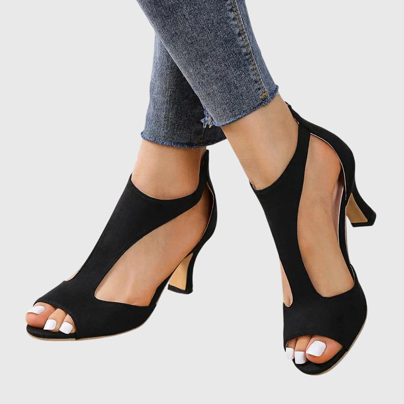Women's Orthopedic Heels Cushioned Ankle Strap Peep Toe Elegant All-Day Support – Delfina - Lolly 