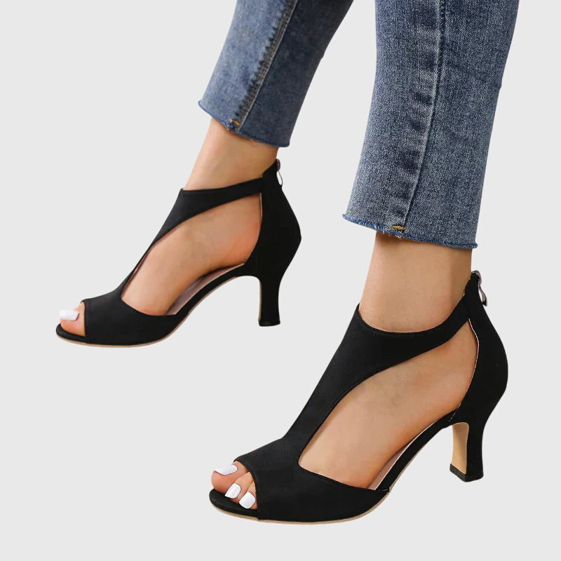 Women's Orthopedic Heels Cushioned Ankle Strap Peep Toe Elegant All-Day Support – Delfina - Lolly 