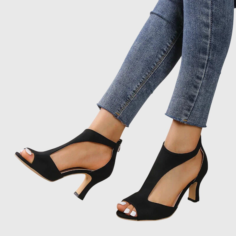 Women's Orthopedic Heels Cushioned Ankle Strap Peep Toe Elegant All-Day Support – Delfina - Lolly 