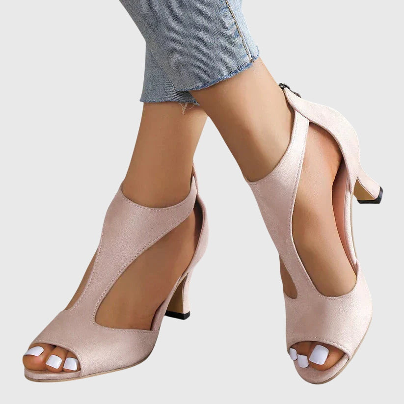 Women's Orthopedic Heels Cushioned Ankle Strap Peep Toe Elegant All-Day Support – Delfina - Lolly 