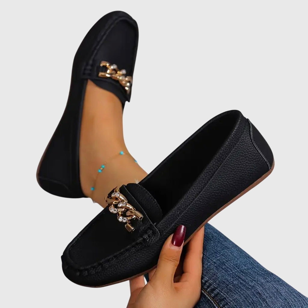 Women's Orthopedic Loafers Cushioned Insole Gold Chain Detail Luxury Everyday Flat – Melissa - Lolly 