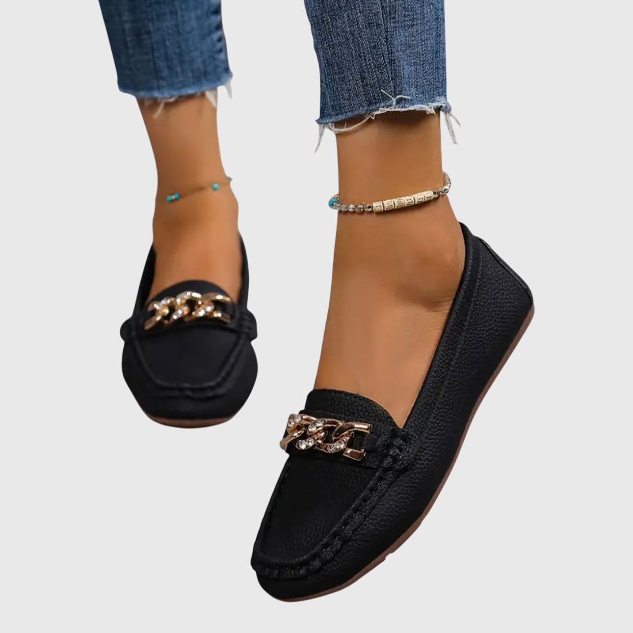 Women's Orthopedic Loafers Cushioned Insole Gold Chain Detail Luxury Everyday Flat – Melissa - Lolly 