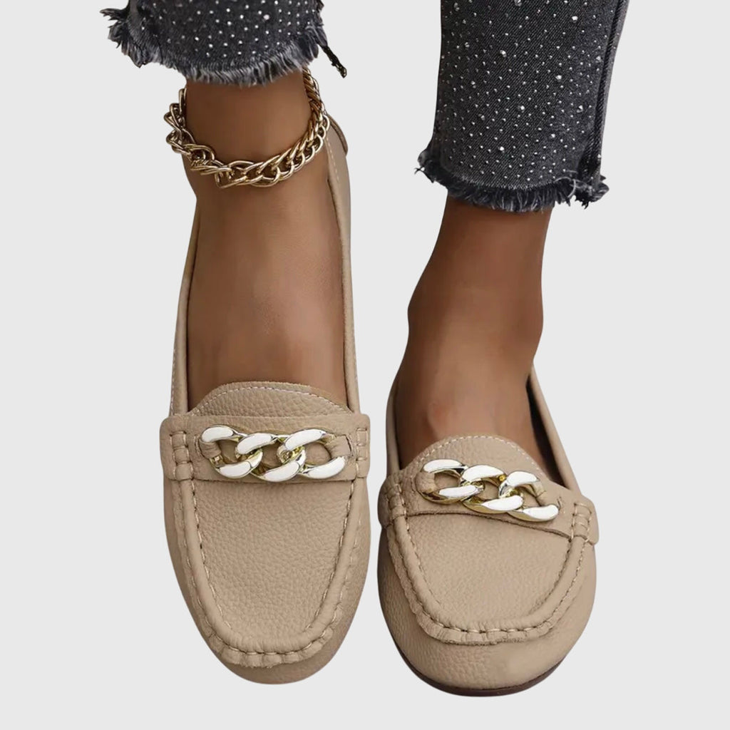 Women's Orthopedic Loafers Cushioned Insole Gold Chain Detail Luxury Everyday Flat – Melissa - Lolly 