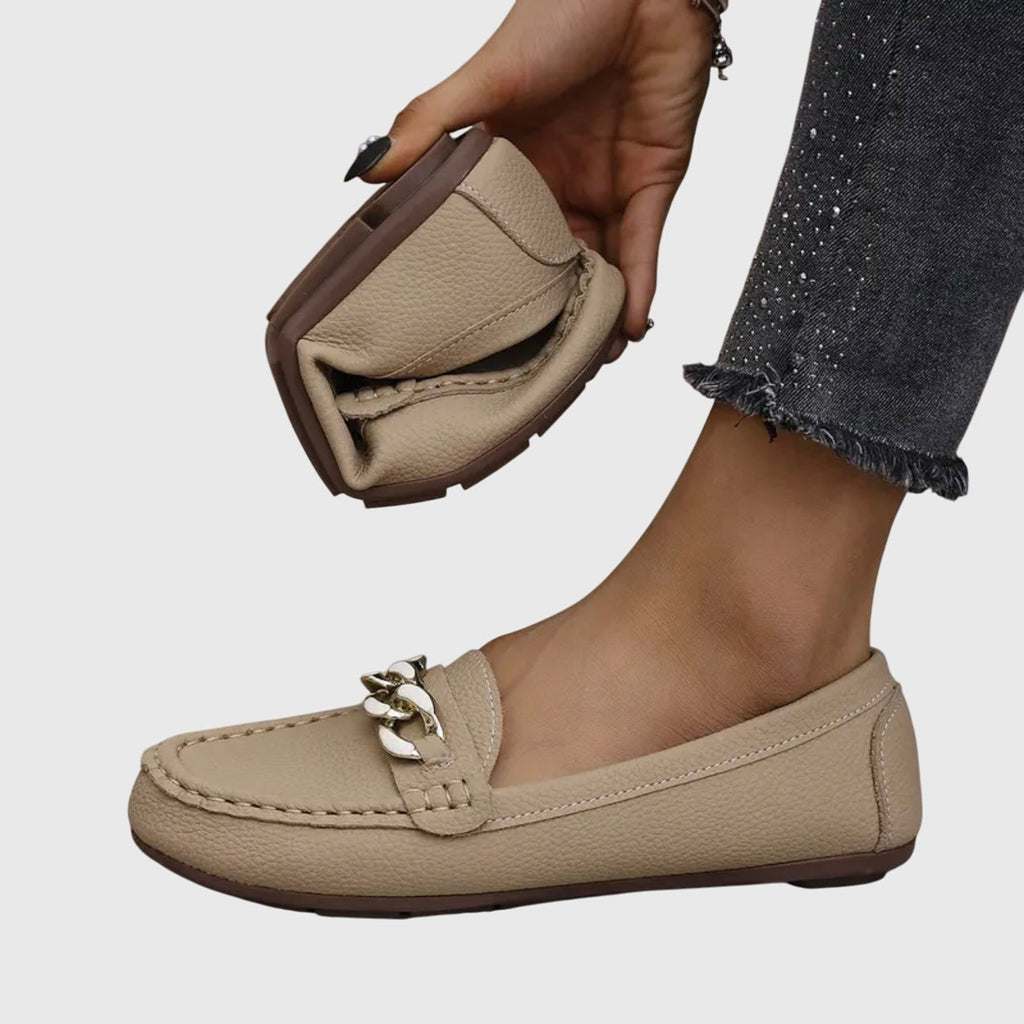 Women's Orthopedic Loafers Cushioned Insole Gold Chain Detail Luxury Everyday Flat – Melissa - Lolly 