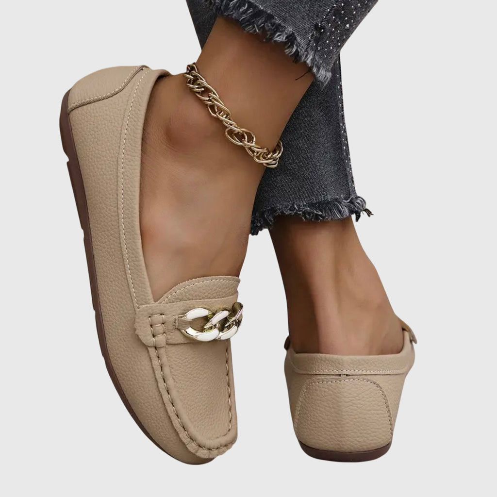Women's Orthopedic Loafers Cushioned Insole Gold Chain Detail Luxury Everyday Flat – Melissa - Lolly 