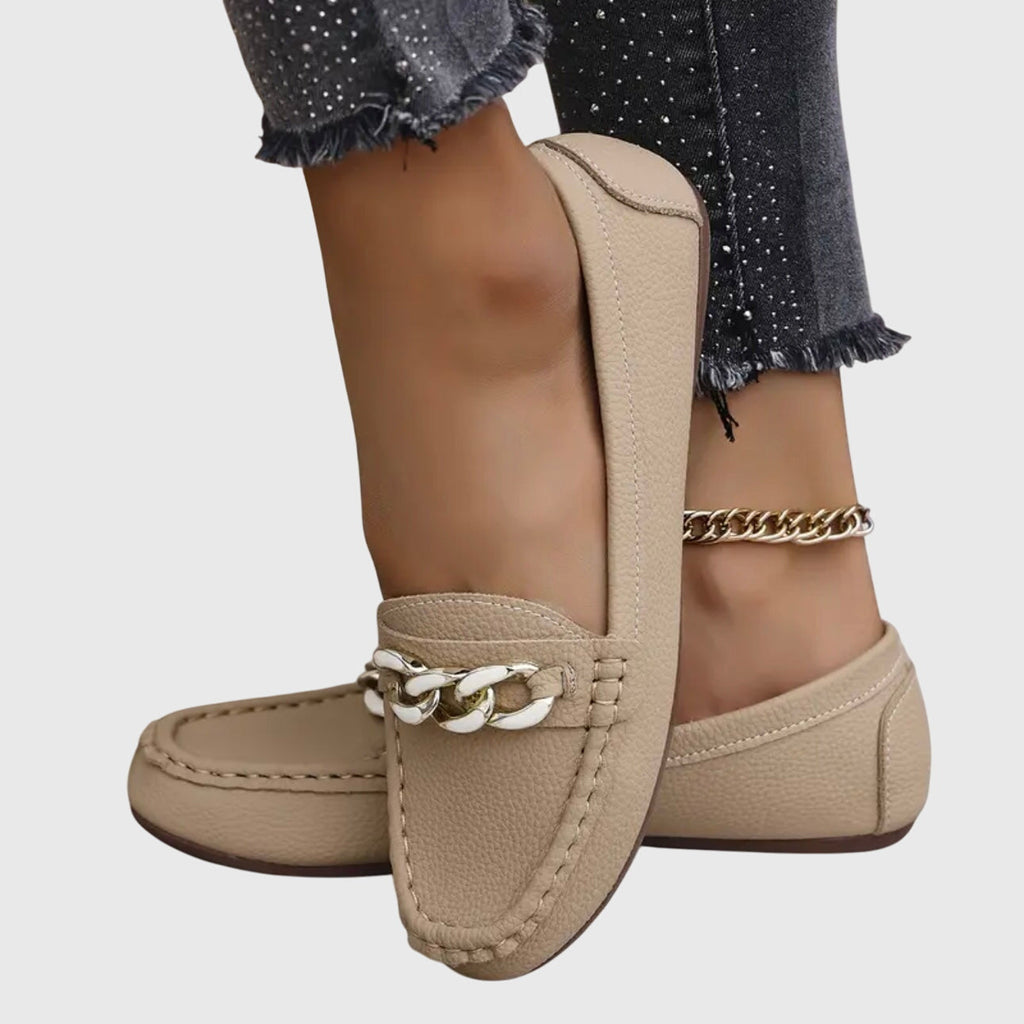 Women's Orthopedic Loafers Cushioned Insole Gold Chain Detail Luxury Everyday Flat – Melissa - Lolly 
