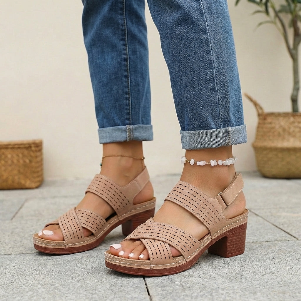 Women's Orthopedic Platform Heel Comfort Sandals Adjustable Strap Open Toe Casual Summer Shoes – Victoria - Lolly 