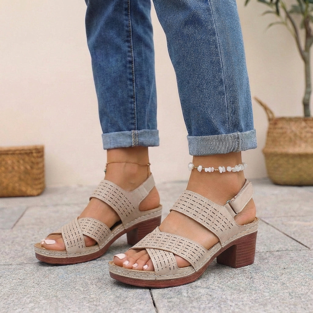 Women's Orthopedic Platform Heel Comfort Sandals Adjustable Strap Open Toe Casual Summer Shoes – Victoria - Lolly 