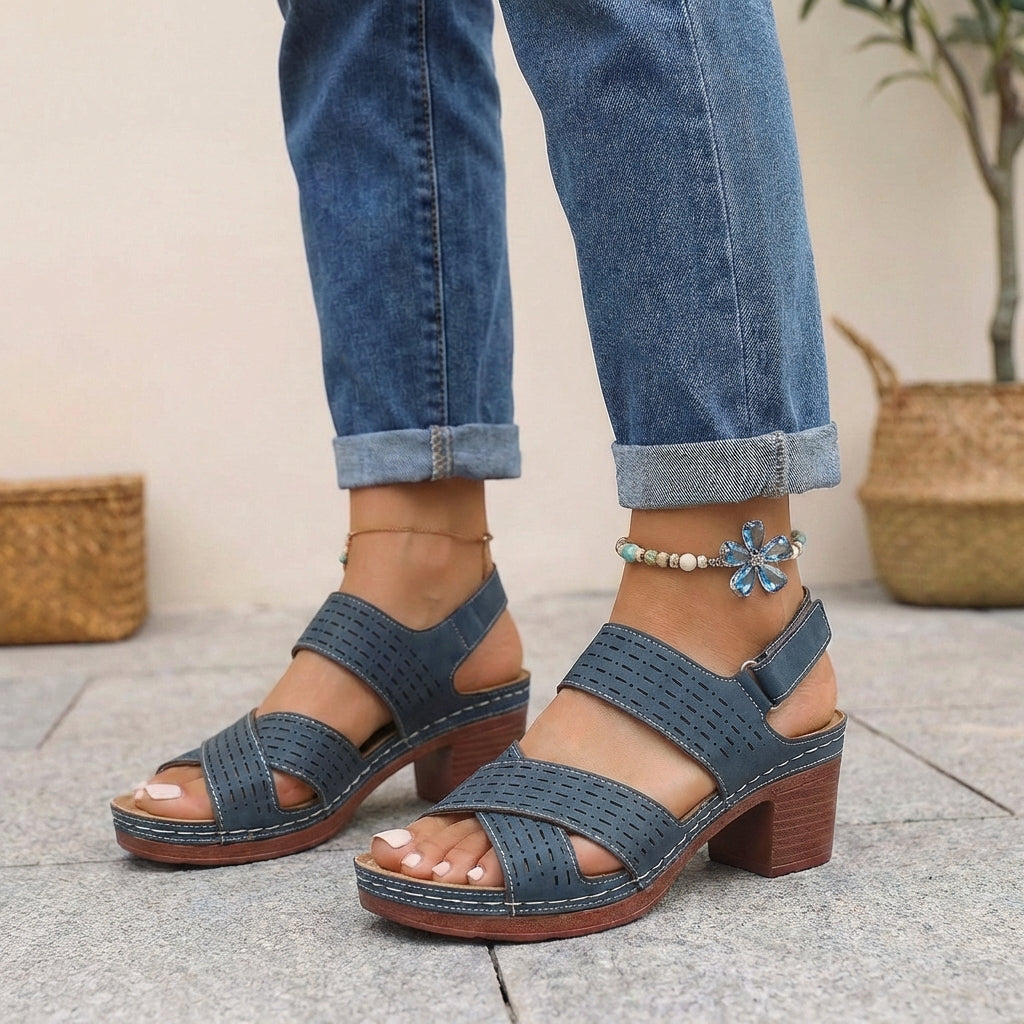 Women's Orthopedic Platform Heel Comfort Sandals Adjustable Strap Open Toe Casual Summer Shoes – Victoria - Lolly 